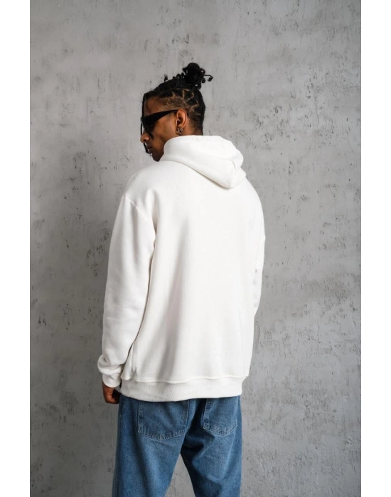 DANKES Baskılı Kapüşonlu Sweat - Beyaz -