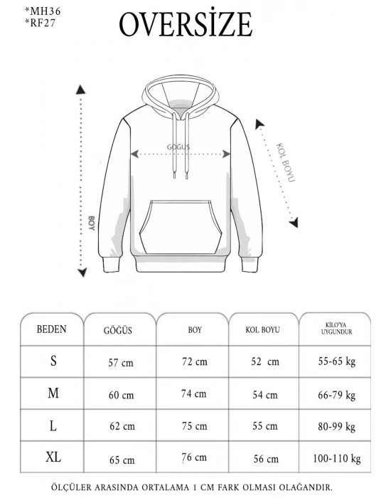 Double Oversize Kapşonlu Basic SweatShirt - Sarı -