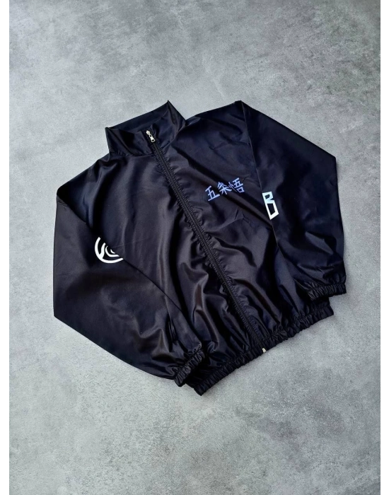 Fermuarlı Dijital Baskılı Rüzgarlık - Siyah -