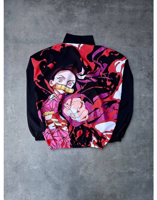 Fermuarlı Dijital Baskılı Rüzgarlık - Siyah -