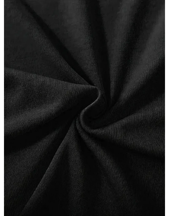 fiyonk Ön Arka baskılı siyah oversize   Kısa Kol t-shirt- Siyah -