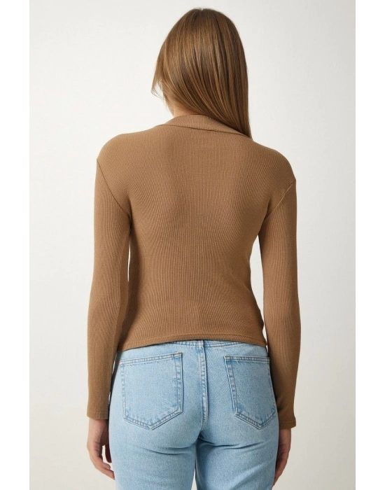 Full Likralı Fitilli Kaşkorse Body - Kahve -