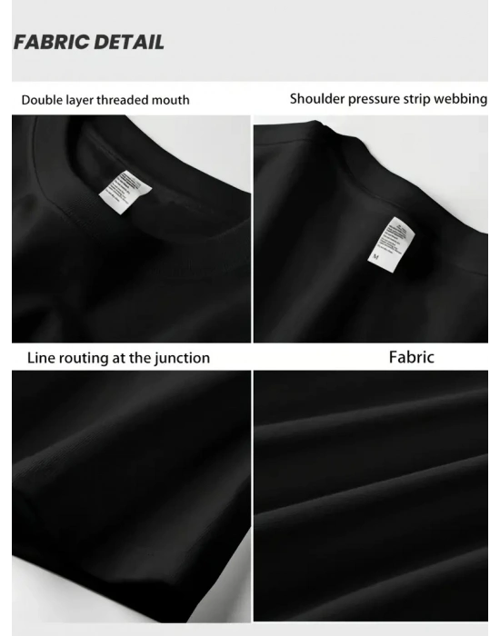 Geniş Kesim Pamuklu Tişört - GANDHI The Project Baskılı,- Siyah -