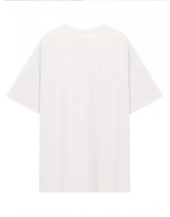 Hafif   Günlük T-Shirt Eğlenceli Karikatür Ayı ve Umrumda Değil Baskı  BEYAZ -