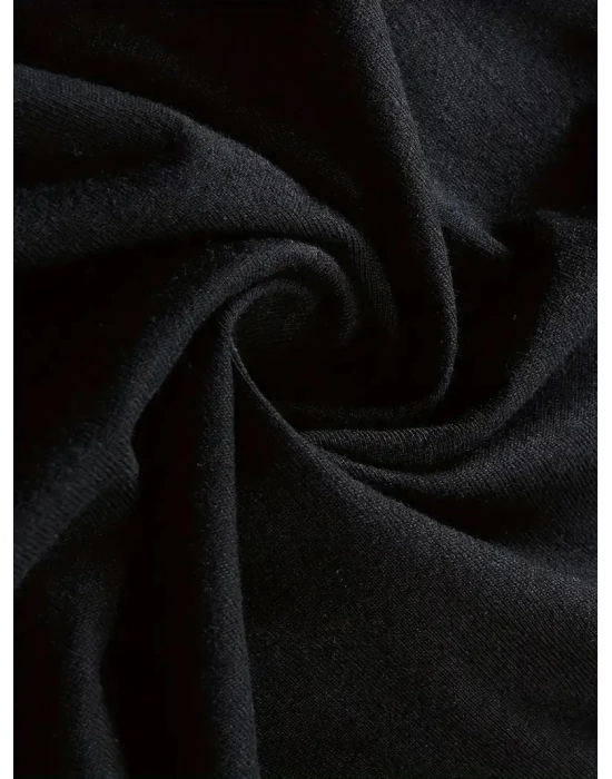 Hafif   Günlük T-Shirt Eğlenceli Karikatür Ayı ve Umrumda Değil Baskı  Siyah -