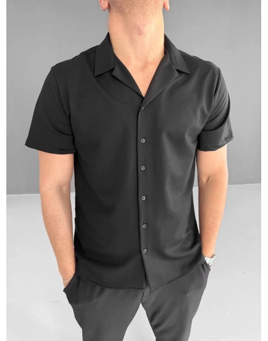 İki İplik Kumaş Gömlek - Siyah -