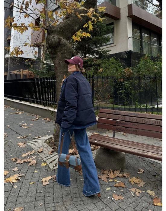 Jeans Detaylı Cıtcıtlı CEKET - Lacivert -