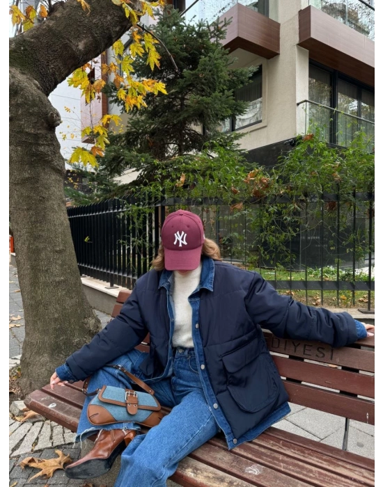 Jeans Detaylı Cıtcıtlı CEKET - Lacivert -