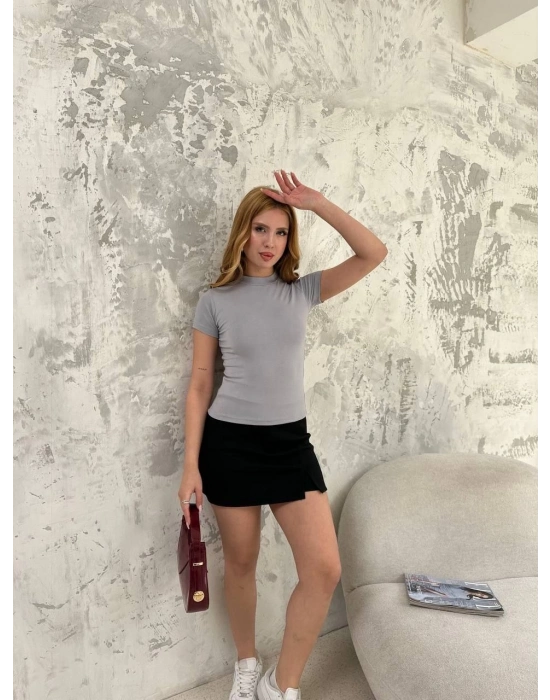 Kısa kol Badi bluz - Gri -