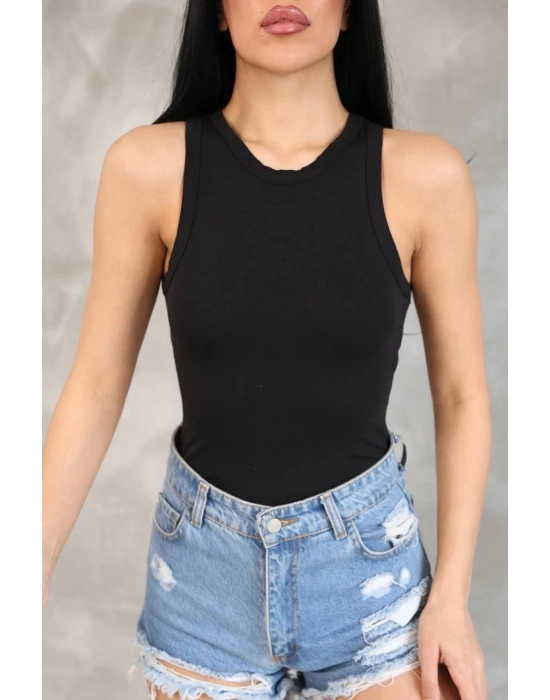 Kolsuz Badi bluz - Siyah -