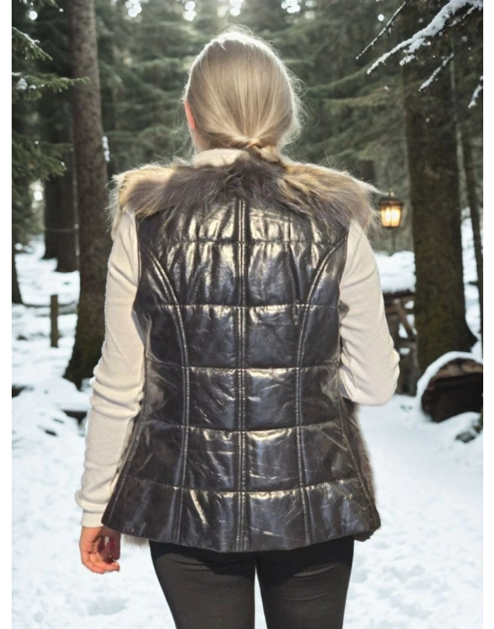 Kolsuz Fermuarlı Yelek - Siyah -