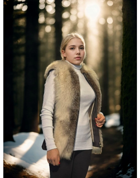 Kolsuz Hakiki Yelek - Fuşya -