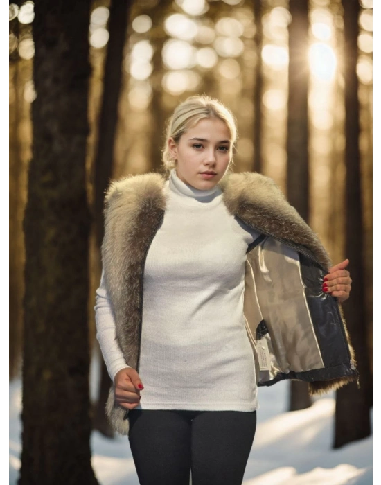 Kolsuz Hakiki Yelek - Fuşya -