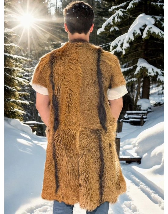 Kolsuz Uzun Yelek - Kahve -