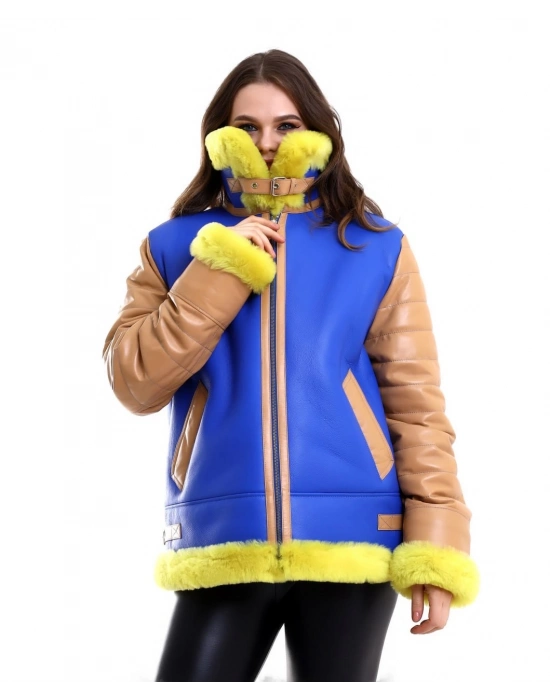 Koyun Derisi Pilot Hakiki Kürk - Sarı -