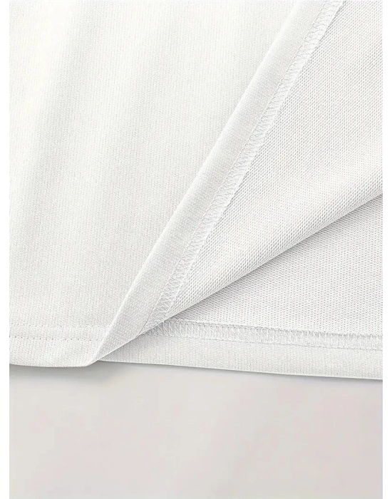 LB Baskılı Ön Arka Oversize Bisiklet Yaka Kısa Kol T-shirt - Beyaz -