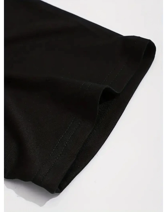 ler için Ön Arka Baskılı PERFECTLY günlük Kısa Kol tişört - Siyah -