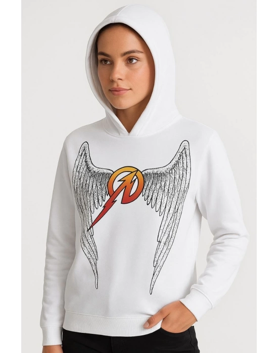 Metallica İki İplik Kapüşonlu Ön ve Arka Baskılı hoodie - Beyaz -