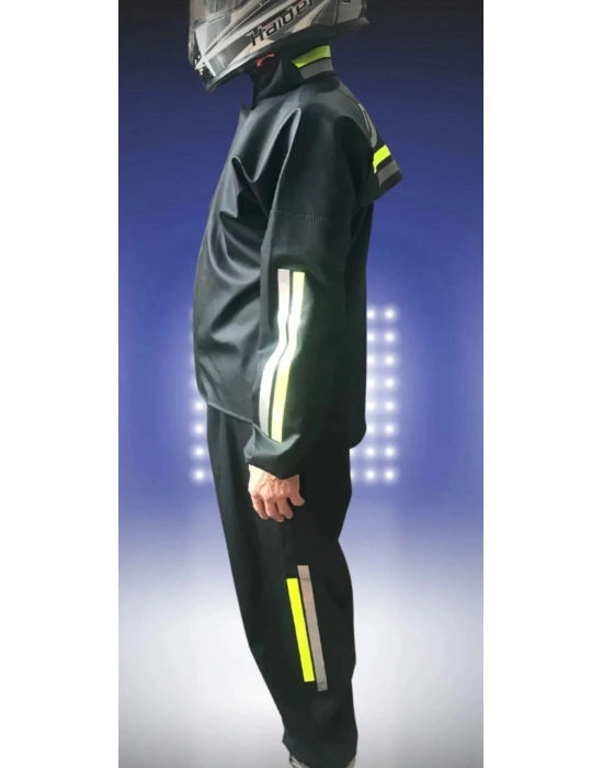 Motorcu Kurye Su Geçirmez Yağmurluk Takım - Siyah -