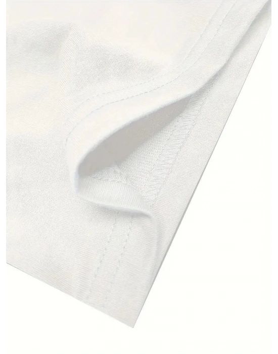 No Risk No Story Baskılı Oversize Bisiklet Yaka T-shirt - Beyaz -