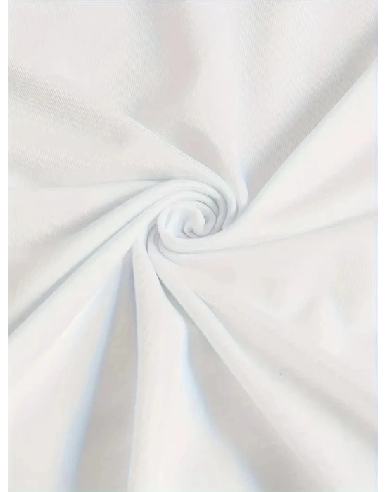 Ördek Baskılı ve Yuvarlak Yakalı   Günlük Büyük Boy Siyah Tişört. - Beyaz -