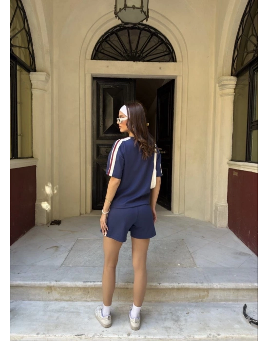 Osy Modal T-shirt Mini Şortlu Etek İkili Takım -Lacivert -