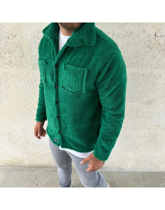 Pelüş Polar Hırka Gömlek –- Çimen Yeşili -