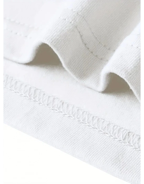 Pembe Panter Baskılı   Oversize Günlük Kısa Kollu Tişört- Beyaz -