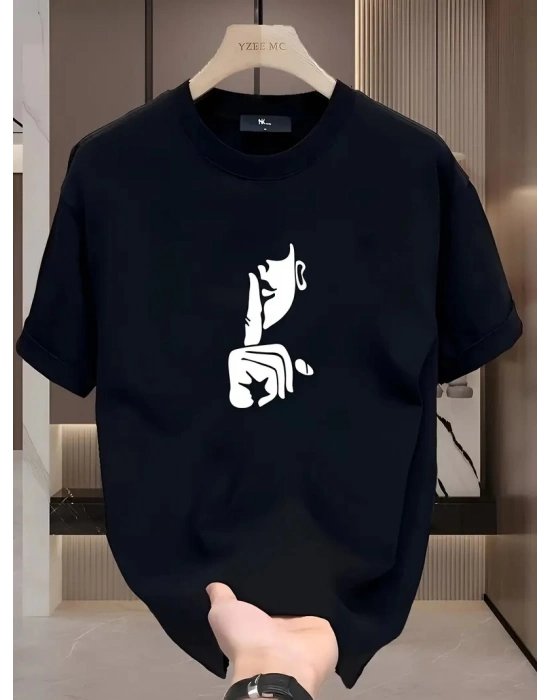 Rahat Bisiklet Yaka Tişört, Yaratıcı Karikatür Baskı Siyah -