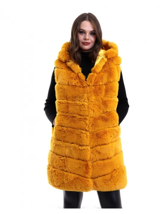 Reks Kapüşonlu Yelek - Sarı -