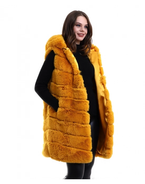 Reks Kapüşonlu Yelek - Sarı -