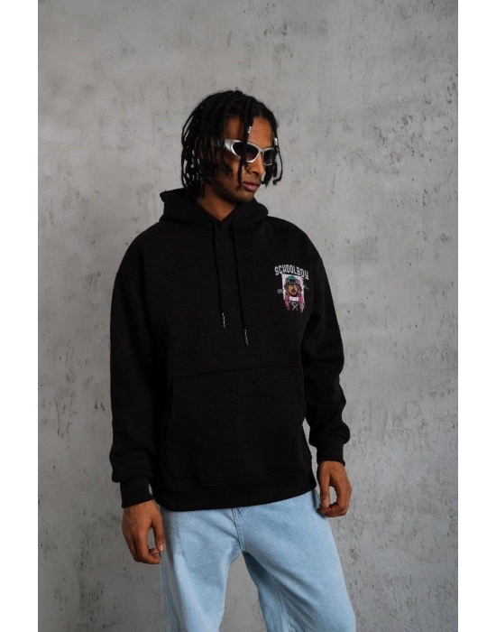 SCHOOL BOY Baskılı Kapüşonlu Sweat - Siyah -
