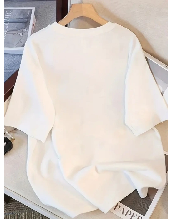 Şık Siyah Kedi Grafik Tişört - Mükemmel Yaz Modası - Beyaz -