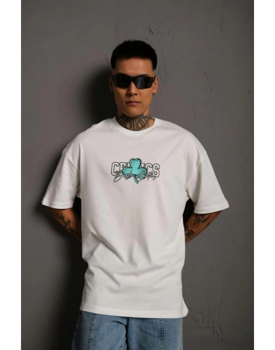 Sırt Baskılı T-shirt - Beyaz -