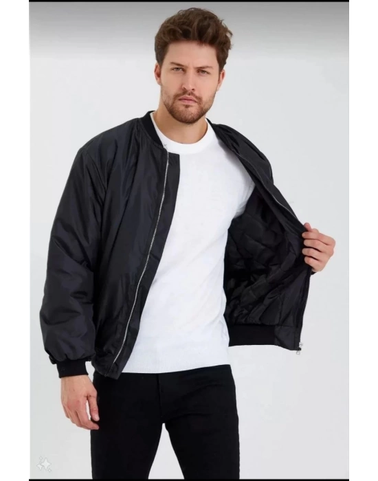 Siyah Bomber Mont – POLIZEI Yazılı, Siyah -