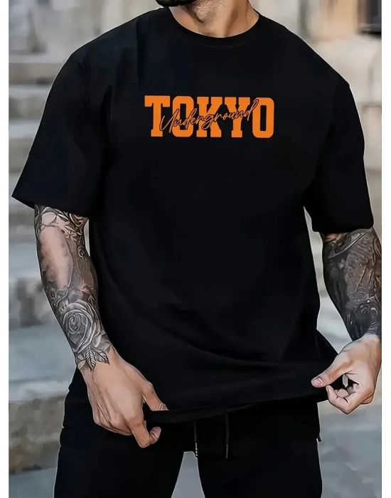 Turuncu Spor Araba Grafik Tişört - TOKYO Baskılı- Siyah -