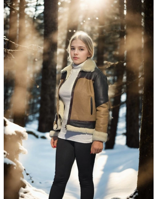 Uzun Kollu Yakalı Hakiki Kürk - Kahve -