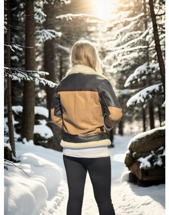 Uzun Kollu Yakalı Hakiki Kürk - Kahve -