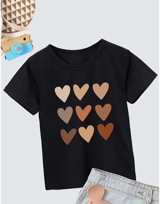 Bisiklet Yaka Baskılı T-Shirt - Siyah -