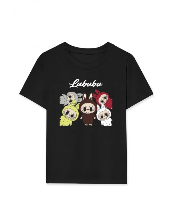 Labubu   Baskılı T-Shirt - Siyah -
