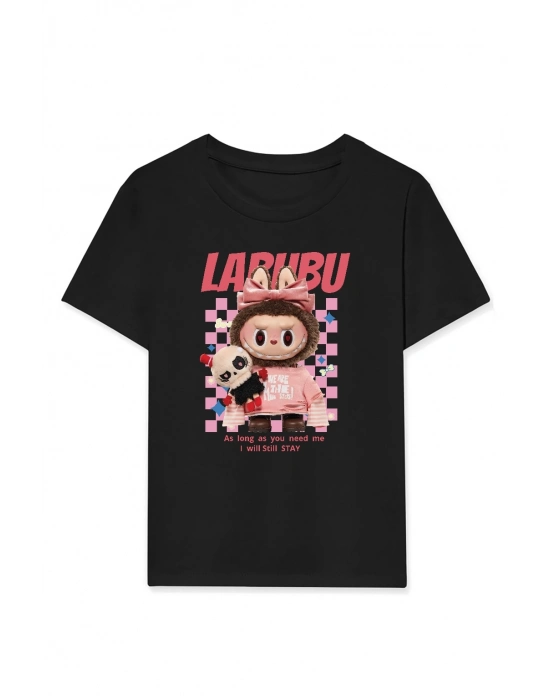 Labubu   Baskılı T-Shirt - Siyah -