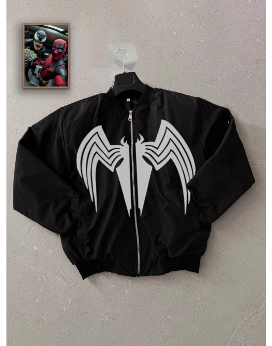 Venom Örümcek Desenli   Mont – Siyah -