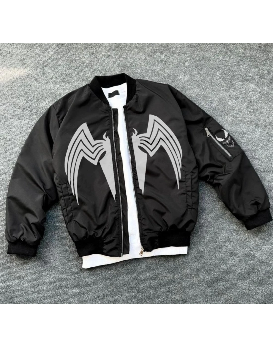 Venom Örümcek Desenli   Mont – Siyah -