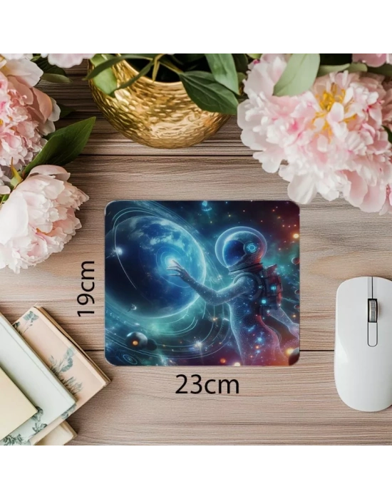 Veri Haleleriyle Uzay Sahnesi Mouse Pad - 19x23 cm 2 mm Dikdörtgen İthal Baskılı Mouse Pad