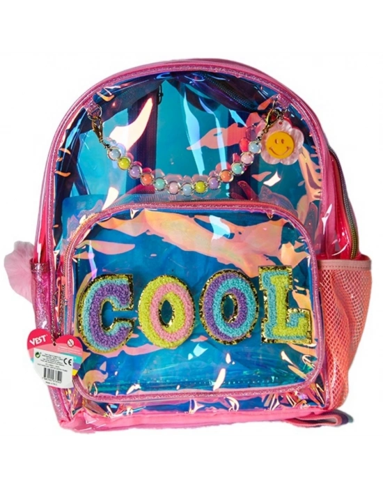 Vest Nakış Sırt Çantası Şeffaf Pembe