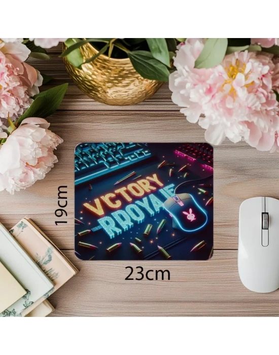 Victory Royale Yazılı Parlak Gamer Mousepad - 19x23 cm 2 mm Dikdörtgen İthal Baskılı Mouse Pad