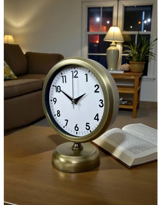 ® Vinatge Dekoratif 25 x 20 Cm Metal Masa Saati