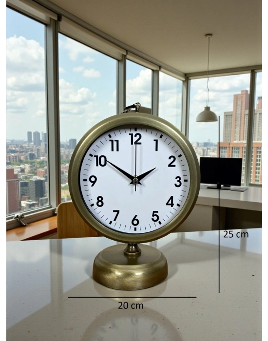 ® Vinatge Dekoratif 25 x 20 Cm Metal Masa Saati