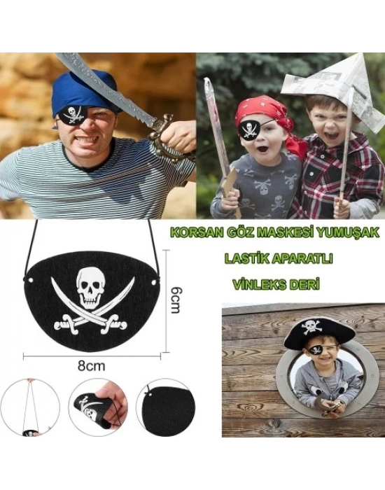 Vinleks Deri Korsan Göz Bandı Lastikli