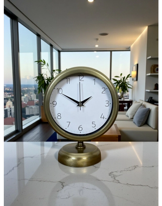 ® Vintage 25 x 20 Cm Sade Metal Masa Saati